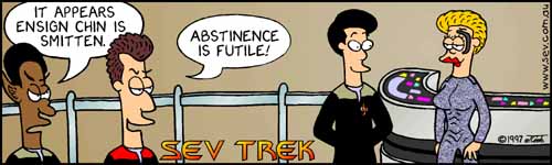 Sev Trek - cartoon spoofs
      of Star Trek. Copyright 1997 by John Cook.